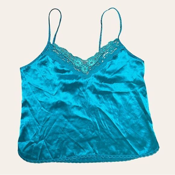 Vintage Green Satin Camisole Dreamwear Lingerie - Picture 1 of 5